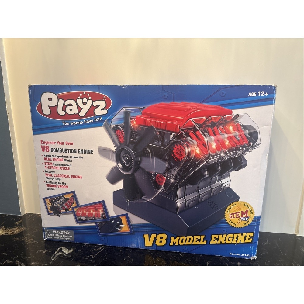 Playz V8 Model Engine Kit NEW Complete STEM 270+ Pieces Buildable Motor Toy- New